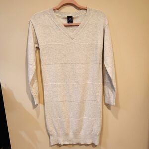 Gap 100% Cotton V-neck Gray Long Sleeve Sweater Dress Size XS